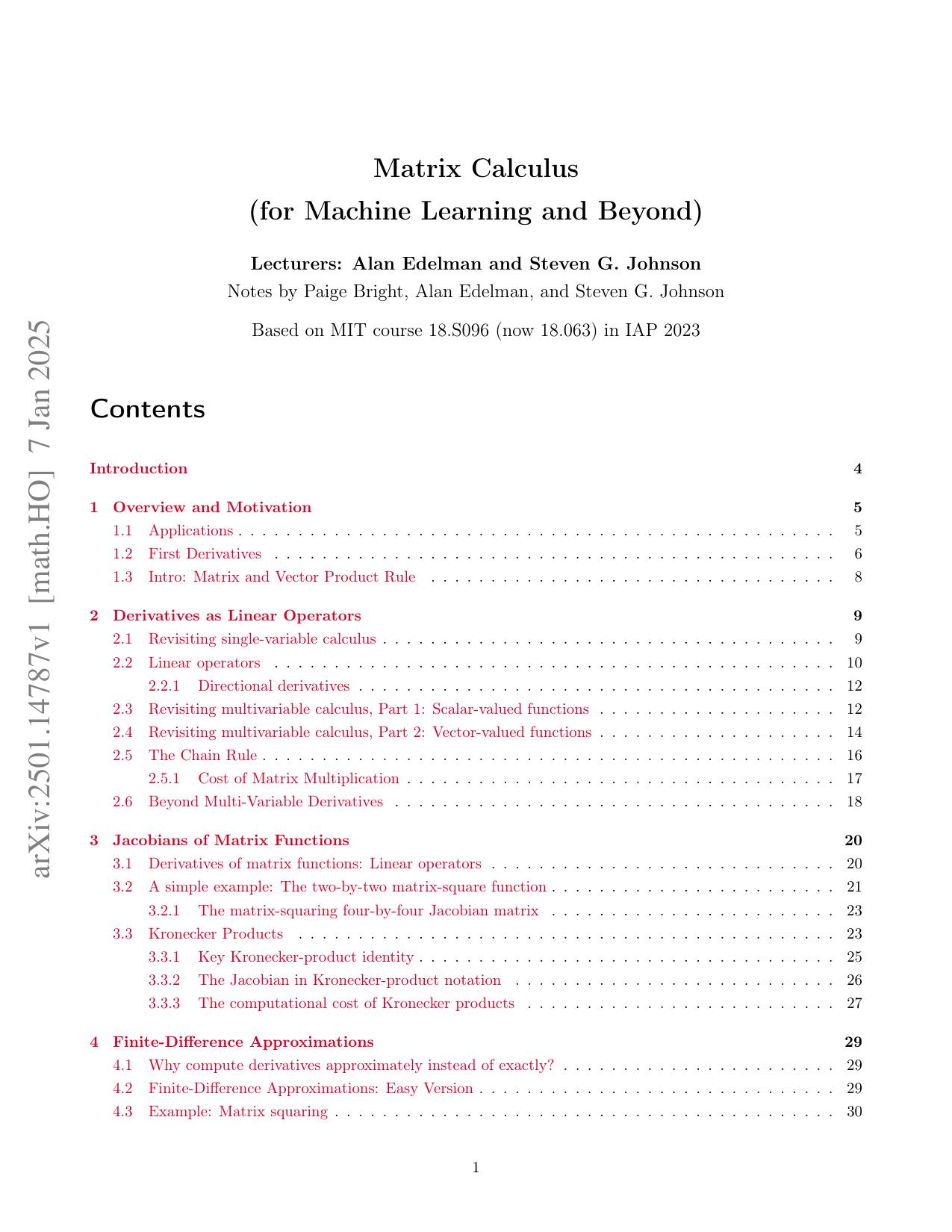 Matrix Calculus (for Machine Learning and Beyond)